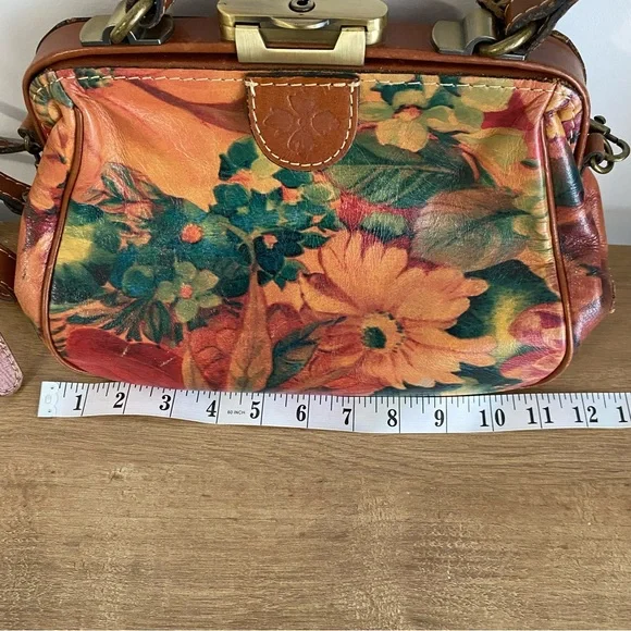Patricia Nash Painted Floral Leather Satchel with Lock and Key - Picture 16 of 16